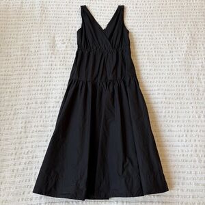 Aritzia Babaton Black Poplin 100% Cotton Tiered Maxi Dress Size Small
